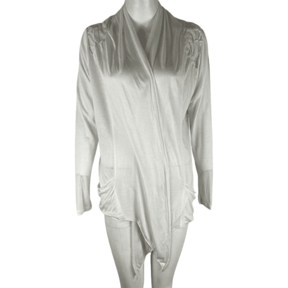 Fasis by California Blue women's ivory shawl cardigan size L - Picture 1 of 3